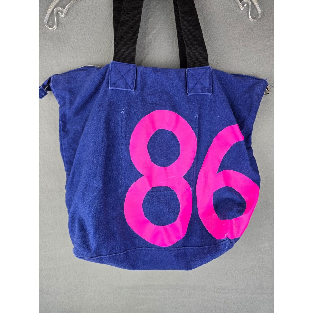 Victoria's Secret PINK Tote Bag Women OS Blue Love Pink 86 Logo Canvas Y2K